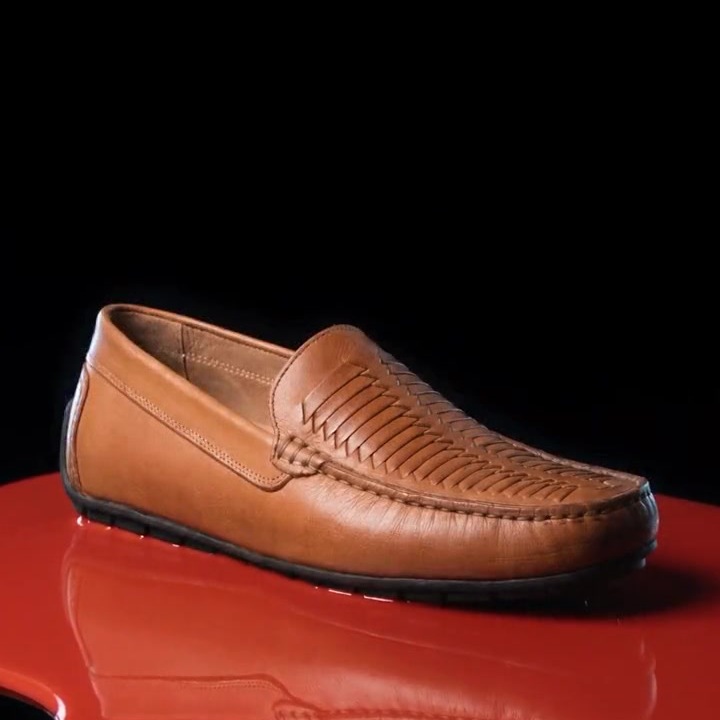 Tucson woven driver in tan leather